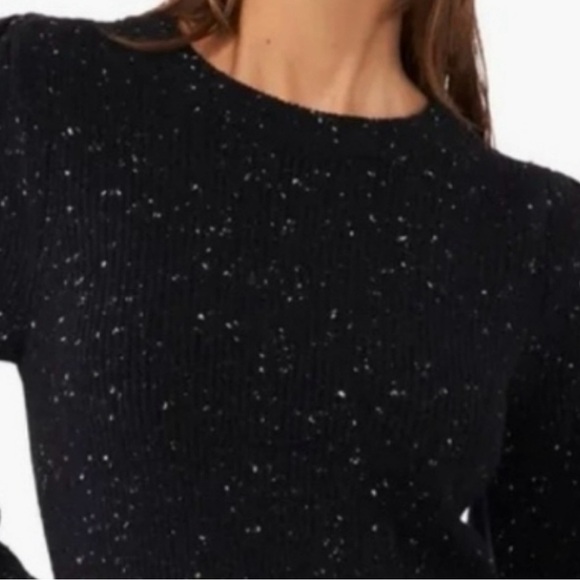 1 STATE Balloon Sleeve Speckled Black Sweater - Picture 6 of 6